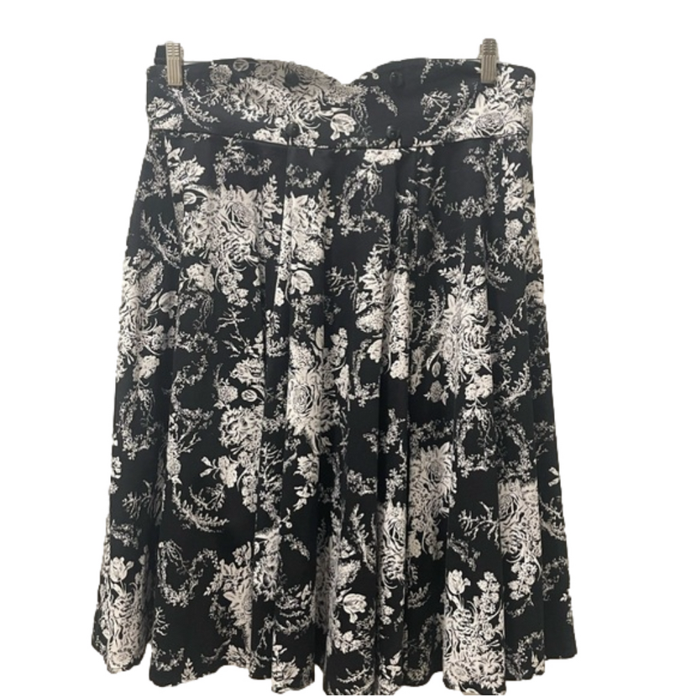 Floral Black and White Women's Skirt